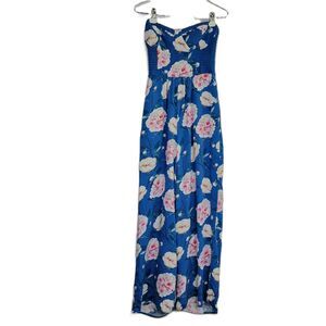 Band of Gypsies strapless jumpsuit wide leg floral size medium